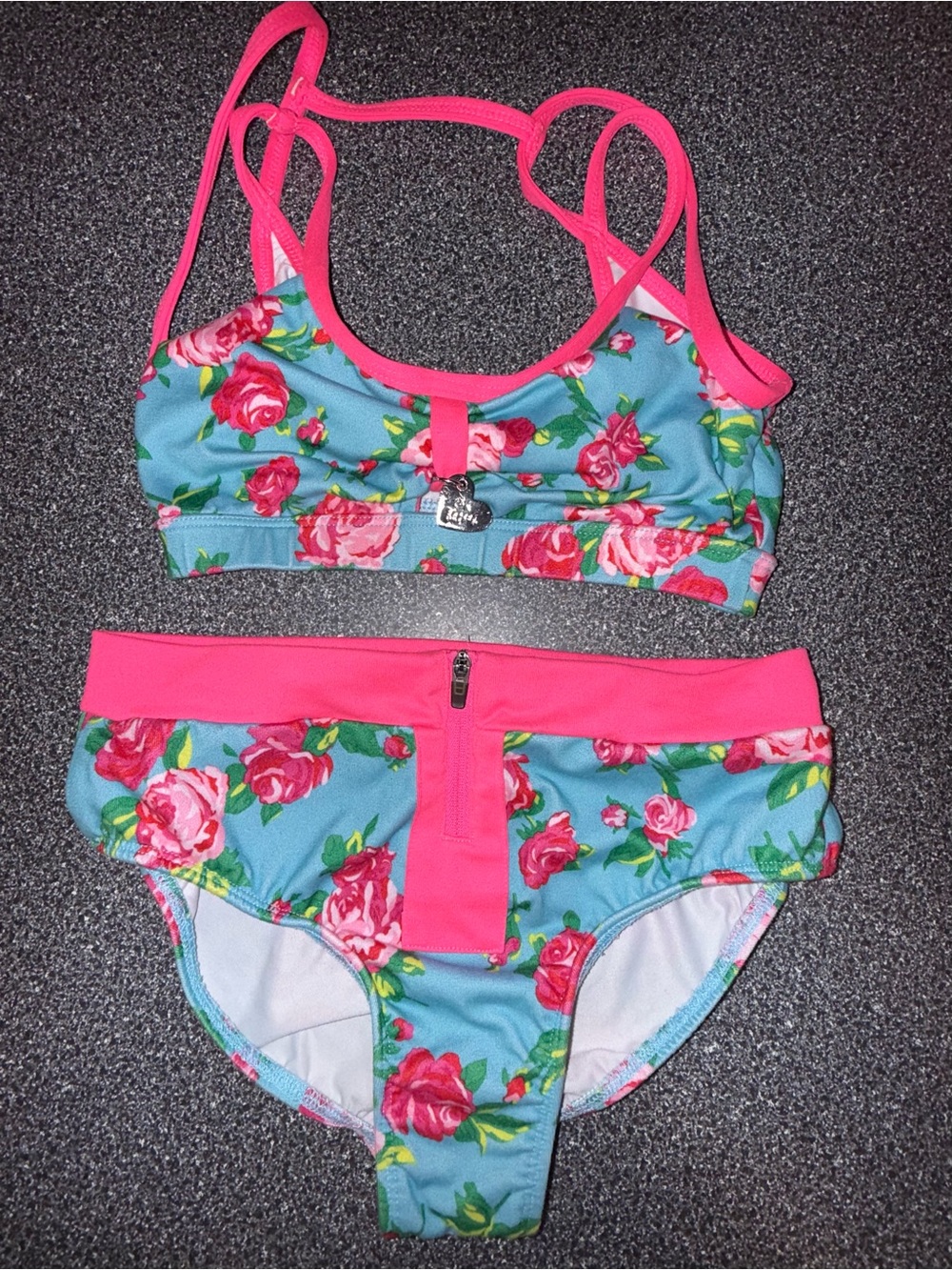 Betsey Johnson for Capezio Girls Floral Blue & Pink Dance Set Size M (10/12)